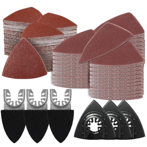 156 Multitool Schleifplatte für Delta-Schleifer, 3 finger sanding pad holder und 3 Dreieck-Schleifscheiben, 150 Blatt Schleifpapier, inklusive 60/80 /120/180/ 240er Körnung 156 Multitool Schleifplatte für Delta-Schleifer, 3 finger sanding pad holder und 3 Dreieck-Schleifscheiben, 150 Blatt Schleifpapier, inklusive 60/80 /120/180/ 240er Körnung von Aozzy