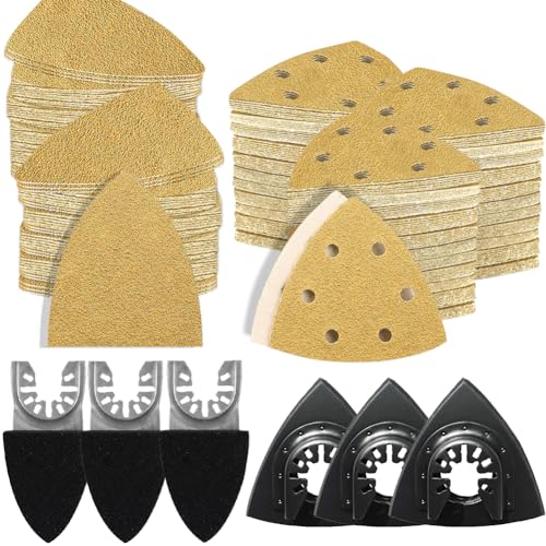 196PCS Schleifpapier Set 93mm für Delta-Schleifererhältlich in verschiedenen Körnungen ideal für enge Bereiche Hartholz Wandoberflächen Entrosten und 7 Deltaschleif von Aozzy