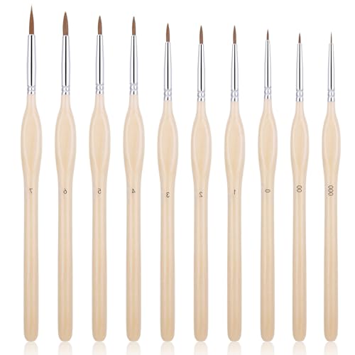 10 Stück Feine Detail Pinsel Set,Kleine Künstlerpinsel Malen Nach Zahlen Pinsel Dünne Klein Modellbau Detail Pinsel Miniatur Zeichenpinsel,Feinpinsel für Acryl öl Aquarell Miniaturen Strichmalerei von Apausvcm