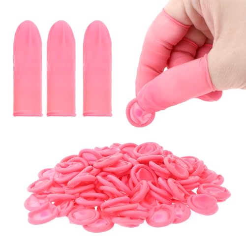 100 Stk Fingerlinge Latex,Fingerlinge Verband Fingerkappen,Fingerlinge Antistatisch Fingerschutz Latex Finger Cot,Fingerkuppenschutz,Fingerabdeckungen,für Verletzte Finger Nagelkunst Basteln Reinigung von Apausvcm