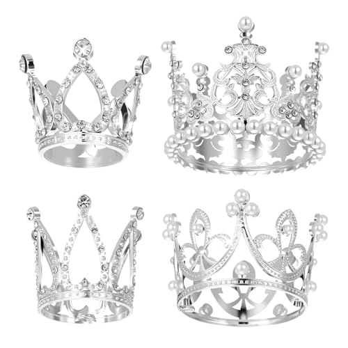 4 Stück Krone Kuchen Topper,Silber Krone Tortenaufsatz,Kuchendekoration Perle Silber Kron,Prinzessin Kron Cake Topper Dekoration,für Kinder Mädchen Braut Hochzeit Royal Thema Geburtstag Party 4 Stück Krone Kuchen Topper,Silber Krone Tortenaufsatz,Kuchendekoration Perle Silber Kron,Prinzessin Kron Cake Topper Dekoration,für Kinder Mädchen Braut Hochzeit Royal Thema Geburtstag Party von Apausvcm