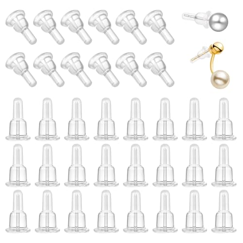 60 Stk Ohrstecker Verschluss Ohrring,Ohrring Stecker Verschluss,Silikon Ohrring Stopper,Hypoallergen Ohrringverschlüsse,Ohrringe Verschlüsse Hinten,Silikon-Ohrring-Ersatz für Ohrstecker/Hängende Ohren von Apausvcm