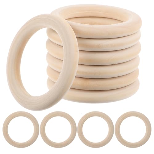 Apausvcm 10 Stück Holzringe zum Basteln,70mm Holzring,Natürliche Makramee Holzringe,Holz Gardinenringe,für DIY Anhänger Wandbehang Traumfänger Handwerk Greiflinge Wohnkultur & Schmuckherstellung von Apausvcm