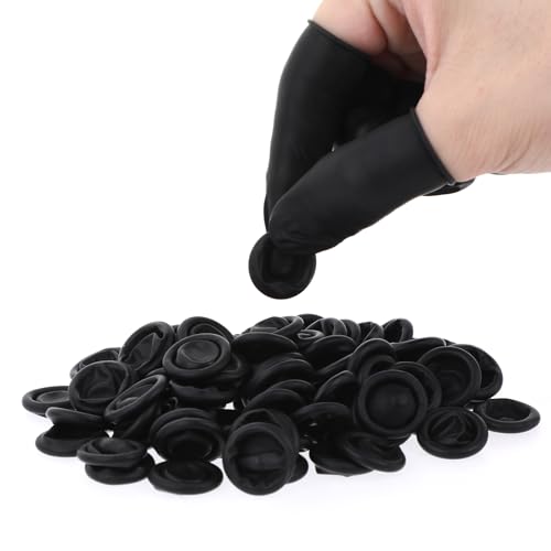 Apausvcm 100 Stück Fingerlinge Latex,Fingerlinge Verband Fingerkappen,Antistatisch Fingerschutz Latex Finger Cot,Fingerkuppenschutz,Fingerabdeckungen,für Verletzte Finger Nagelkunst Basteln Reinigung von Apausvcm