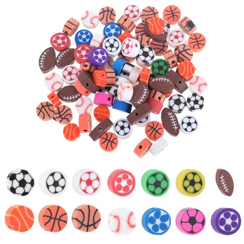 Apausvcm 100 Stück Sportball-Perlen,Fußball Baseball Perlen Armbänder,Runde Polymer Clay Perle,Acryl Sport Thema Perle,Bunte Ton Perlens,für DIY Schmuckherstellung Handwerk Sport Party Deko Apausvcm 100 Stück Sportball-Perlen,Fußball Baseball Perlen Armbänder,Runde Polymer Clay Perle,Acryl Sport Thema Perle,Bunte Ton Perlens,für DIY Schmuckherstellung Handwerk Sport Party Deko von Apausvcm