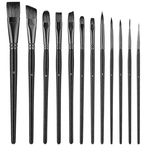 Apausvcm 12 Stück Aquarellpinsel Set,Pastell Aquarell Pinsel Set,12 Größe Künstlerpinsel,Ausschreibung Haarpinsel Set,Pinsel Set für Anfänger Künstler Erwachsene Detailmalerei Aquarellfarbe Gouache von Apausvcm