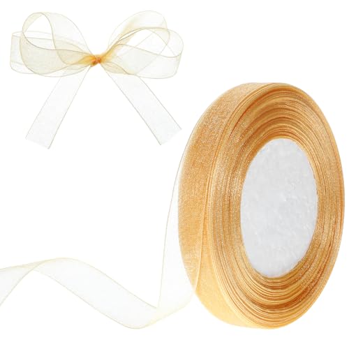 Goldband zum Verpacken von Geschenken, 1,6 cm, 45,7 m, durchscheinendes Organzaband, Chiffonband, Gold-Tüllband für Blumenstrauß, Hochzeitsdekoration, Basteln, Geschenk Goldband zum Verpacken von Geschenken, 1,6 cm, 45,7 m, durchscheinendes Organzaband, Chiffonband, Gold-Tüllband für Blumenstrauß, Hochzeitsdekoration, Basteln, Geschenk von Apausvcm