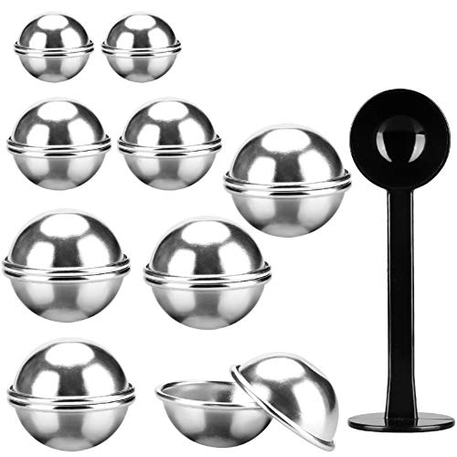 Metal Bath Bomb Molds,18x Aluminum Bath Bomb Mold Set (4X 1.9inch, 4X 2.2inch, 10x 2.6inch), 1x Powder Tamper, Bath Bomb Crafting Starter Kit Metal Set von Aphlos