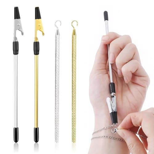 4-teiliges Armband-Helfer-Werkzeug, Schmuck-Helfer-Werkzeug-Set, Haken und Clips, Metall-Halsketten-Helfer-Werkzeug zum Selbstanlegen für Armbänder, Halsketten und Uhren, Schmuckverschluss-Helfer für 4-teiliges Armband-Helfer-Werkzeug, Schmuck-Helfer-Werkzeug-Set, Haken und Clips, Metall-Halsketten-Helfer-Werkzeug zum Selbstanlegen für Armbänder, Halsketten und Uhren, Schmuckverschluss-Helfer für von Aphrordity