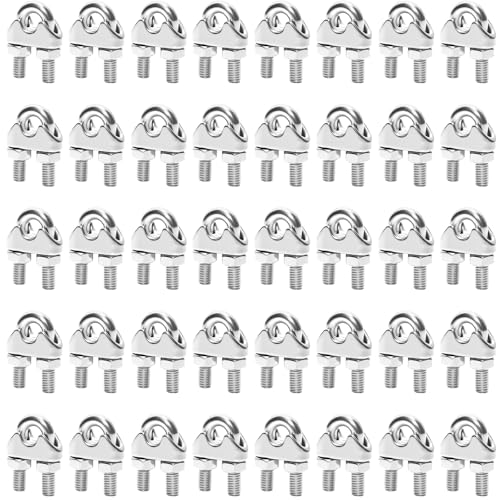 40 Stück Drahtklemmen für Kabel, 304 Edelstahl, kleine Drahtseilklemmen, 0,3 cm - 1,7 cm Spannbereich, 0,5 cm Gewindedurchmesser, rutschfestes Rillen-Design, für Marine, Automobil, und Außenbereich 40 Stück Drahtklemmen für Kabel, 304 Edelstahl, kleine Drahtseilklemmen, 0,3 cm - 1,7 cm Spannbereich, 0,5 cm Gewindedurchmesser, rutschfestes Rillen-Design, für Marine, Automobil, und Außenbereich von Aphrordity