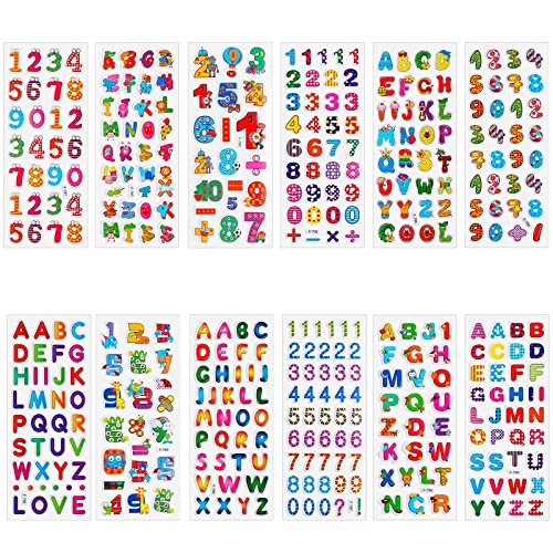 Aphrordity 12 Blätter 3D Sticker Set, Numerische Buchstaben Aufkleber Kinder, für Intelligenz Kinderaufkleber Wasserdicht Belohnungsaufkleber Vinyl Sticker Set Kinder Geeignet für Erwachsene Kinder Aphrordity 12 Blätter 3D Sticker Set, Numerische Buchstaben Aufkleber Kinder, für Intelligenz Kinderaufkleber Wasserdicht Belohnungsaufkleber Vinyl Sticker Set Kinder Geeignet für Erwachsene Kinder von Aphrordity