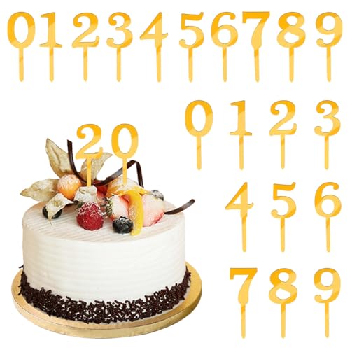 0-9 Zahl für Tortenaufsatz, 20 Stück, goldene Geburtstagszahlen, Kuchenaufsätze, glänzende Acryl-Zahlen, Happy Anniversary Cakes Topper Sticks für Hochzeit, Babyparty, Party, DIY, handgefertigte 0-9 Zahl für Tortenaufsatz, 20 Stück, goldene Geburtstagszahlen, Kuchenaufsätze, glänzende Acryl-Zahlen, Happy Anniversary Cakes Topper Sticks für Hochzeit, Babyparty, Party, DIY, handgefertigte von Aphumedc