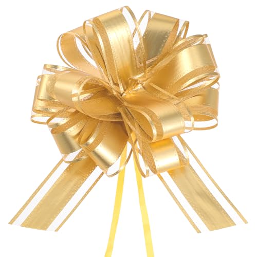 10 Stück Geschenkschleife Groß, 22 cm Gold Ziehschleife Geschenk Schleife mit Geschenkbänder Große Schleife Geschenk für Geschenkverpackung Auto Deko Weihnachten Hochzeit Geburtstag Urlaubs Party von Aphumedc