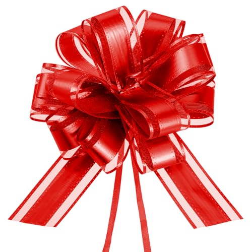 10 rote große Schleifen, Geschenkband, 20,3 cm, große Ziehschleifen, mattrote Blumensträuße, Schleifen, Schleifen, Schleifen, für Hochzeit, Weihnachten, Geburtstag, Party, Geschenkkörbe, Valentinstag von Aphumedc
