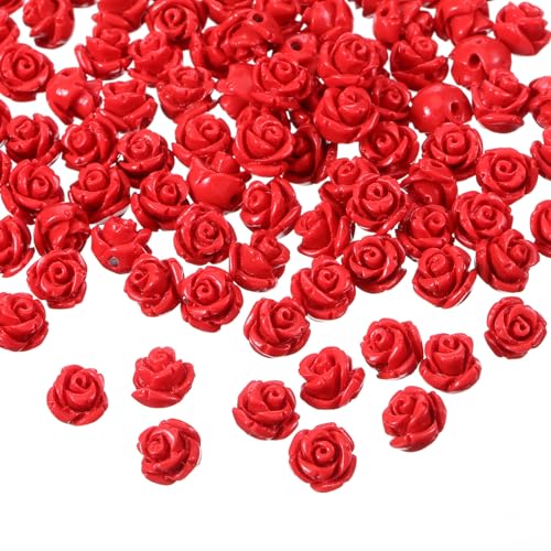 100 Stück geschnitzte Rosenperlen, 8 mm, rote Rosen, lose Perlen aus Kunststoff, detaillierte geschnitzte Blumen, lose Charm-Perlen für Schmuckherstellung, DIY, Halsketten, Armbänder, Bastelbedarf 100 Stück geschnitzte Rosenperlen, 8 mm, rote Rosen, lose Perlen aus Kunststoff, detaillierte geschnitzte Blumen, lose Charm-Perlen für Schmuckherstellung, DIY, Halsketten, Armbänder, Bastelbedarf von Aphumedc