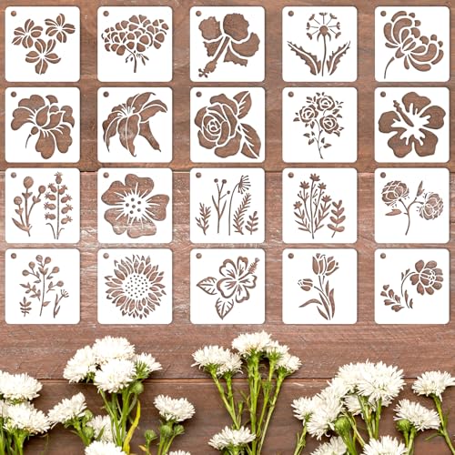 20 Stück Blume Schablonen Set Blumenschablonen Zum Basteln Diy Malerei Schablonen Malen Zeichnung Malschablonen Wiederverwendbar Blattmalerei Vorlagen für Scrapbooking Holz Möbel Deko 20 Stück Blume Schablonen Set Blumenschablonen Zum Basteln Diy Malerei Schablonen Malen Zeichnung Malschablonen Wiederverwendbar Blattmalerei Vorlagen für Scrapbooking Holz Möbel Deko von Aphumedc