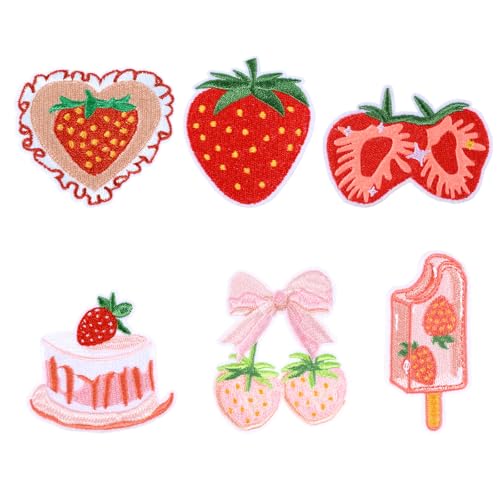 Aufnäher zum Aufbügeln, Motiv: Erdbeere, 5,1 cm, niedliche Obstkuchen-Schleife, bestickte Applikation, rosa Thema, DIY-Zubehör, Geschenke für Kleidung, Hosen, Hüte, Jeans, Rucksack, Dekorationen, 6 Aufnäher zum Aufbügeln, Motiv: Erdbeere, 5,1 cm, niedliche Obstkuchen-Schleife, bestickte Applikation, rosa Thema, DIY-Zubehör, Geschenke für Kleidung, Hosen, Hüte, Jeans, Rucksack, Dekorationen, 6 von Aphumedc
