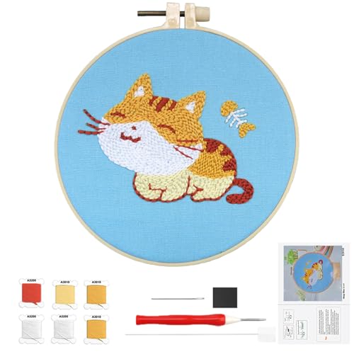 Stanznadel Stickerei Starter Kit, Katze Punch Needle Set Debutant Embroidery, Sticken Set für Anfänger Punch Nadel Kit Stanznadelstoff Panda Muster Teppich Haken Stickerei für Kinder Erwachsene Stanznadel Stickerei Starter Kit, Katze Punch Needle Set Debutant Embroidery, Sticken Set für Anfänger Punch Nadel Kit Stanznadelstoff Panda Muster Teppich Haken Stickerei für Kinder Erwachsene von Apkpesterml