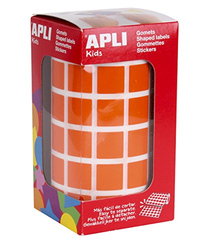 APLI 12479 – Rechteckige Aufkleber auf Rolle – Farbe: Orange – Maße: 15 x 15 mm von APLI Kids