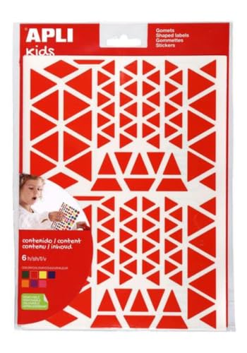 APLI Kids 102607 - Dreieck Aufkleber mit entfernbarem Kleber, 720 Aufkleber in 6 Farben von APLI Kids