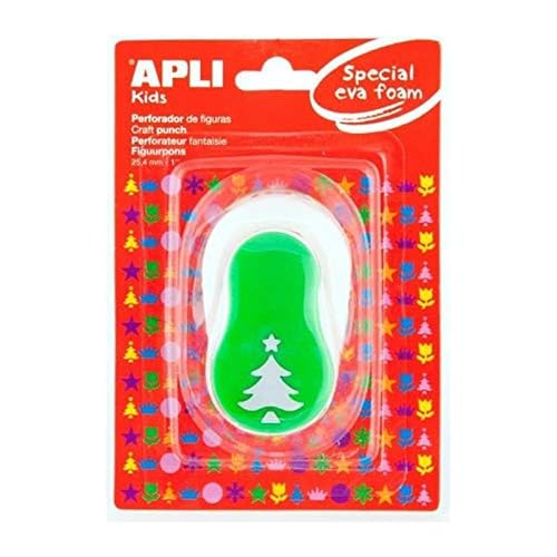 APLI Kids 13303 Locher für Papier und Gummi, EVA, Weihnachtsbaum, 25,4 mm von APLI Kids