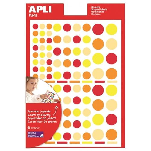 APLI Kids 13523 – runde Aufkleber mit entfernbarem Klebstoff – 624 runde farbige Aufkleber von APLI Kids