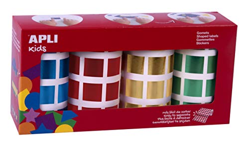 APLI Kids 18327-Pack Metallrollen, quadratisch, 20 mm, Blau, Rot, Gelb und Grün, 4 Stück von APLI Kids