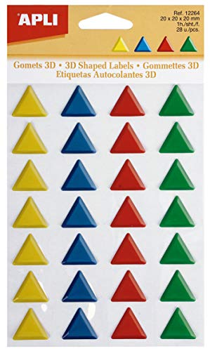 Apli Kids 12264 Dreieck-Gummis, verschiedene Farben, 28 Stück, 20 x 20 mm x 3D von APLI Kids