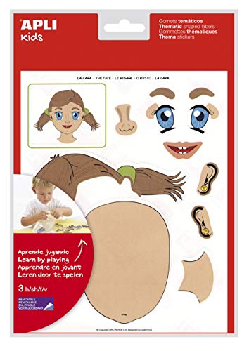 APLI Kids 11927 – Entfernbare Themen-Aufkleber: Gesicht – 12 Blatt Aufkleber von APLI Kids