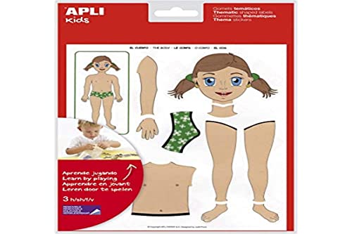 APLI Kids 11928 – ablösbare Themenaufkleber: der menschliche Körper – 12 Blatt Aufkleber von APLI Kids