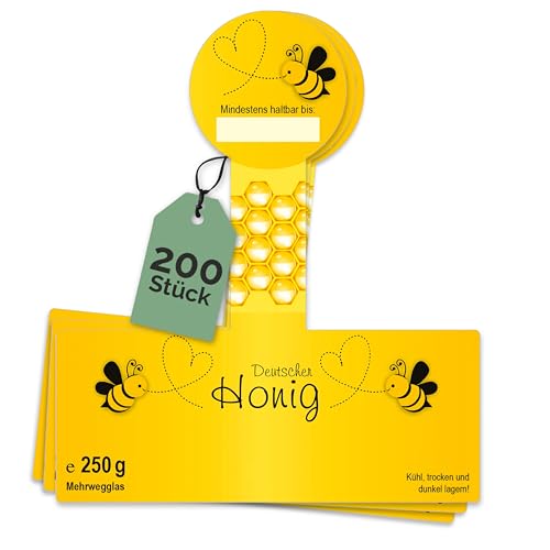 Apoidea – Honig Etiketten 250 g mit Gewährverschluss nassklebend – 200 Stück zum Stempeln/Etiketten Honiggläser/Honig Aufkleber für selbstgemachten Honig/Honigetiketten für Honiggläser Apoidea – Honig Etiketten 250 g mit Gewährverschluss nassklebend – 200 Stück zum Stempeln/Etiketten Honiggläser/Honig Aufkleber für selbstgemachten Honig/Honigetiketten für Honiggläser von Apoidea