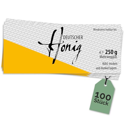 Apoidea – Honig Etiketten 250 g nassklebend – 100 Stück zum Stempeln/Etiketten Honiggläser/Honig Aufkleber für selbstgemachten Honig/Honigetiketten für Honiggläser Apoidea – Honig Etiketten 250 g nassklebend – 100 Stück zum Stempeln/Etiketten Honiggläser/Honig Aufkleber für selbstgemachten Honig/Honigetiketten für Honiggläser von Apoidea