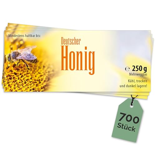 Apoidea – Honig Etiketten 250 g nassklebend – 700 Stück zum Stempeln/Etiketten Honiggläser/Honig Aufkleber für selbstgemachten Honig/Honigetiketten für Honiggläser Apoidea – Honig Etiketten 250 g nassklebend – 700 Stück zum Stempeln/Etiketten Honiggläser/Honig Aufkleber für selbstgemachten Honig/Honigetiketten für Honiggläser von Apoidea
