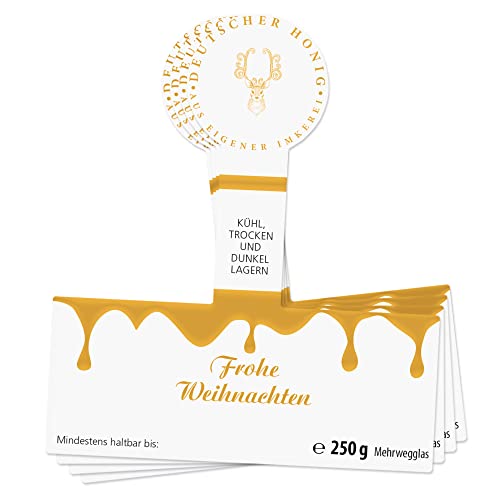 Apoidea – Honig Etiketten 250g mit Goldveredlung & Gewährverschluss selbstklebend, personalisierbar - 25 Stück/Etiketten Honiggläser/Honig Aufkleber für selbstgemachten Honig/Honigetiketten von Apoidea