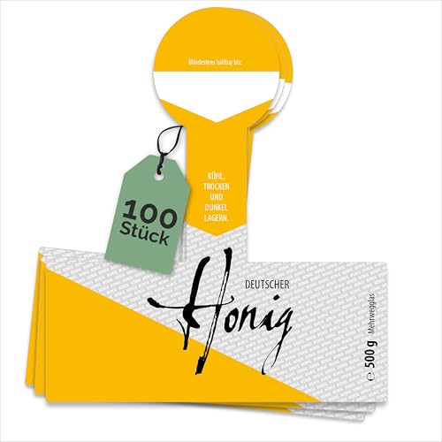 Apoidea – Honig Etiketten 500 g mit Gewährverschluss nassklebend – 100 Stück zum Stempeln/Etiketten Honiggläser/Honig Aufkleber für selbstgemachten Honig/Honigetiketten für Honiggläser Apoidea – Honig Etiketten 500 g mit Gewährverschluss nassklebend – 100 Stück zum Stempeln/Etiketten Honiggläser/Honig Aufkleber für selbstgemachten Honig/Honigetiketten für Honiggläser von Apoidea