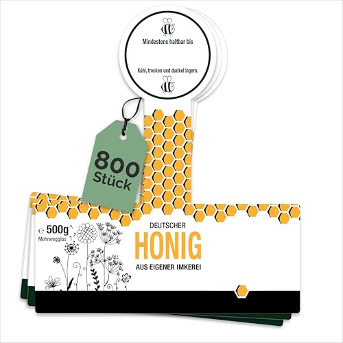 Apoidea – Honig Etiketten 500 g mit Gewährverschluss nassklebend – 800 Stück zum Stempeln/Etiketten Honiggläser/Honig Aufkleber für selbstgemachten Honig/Honigetiketten für Honiggläser Apoidea – Honig Etiketten 500 g mit Gewährverschluss nassklebend – 800 Stück zum Stempeln/Etiketten Honiggläser/Honig Aufkleber für selbstgemachten Honig/Honigetiketten für Honiggläser von Apoidea