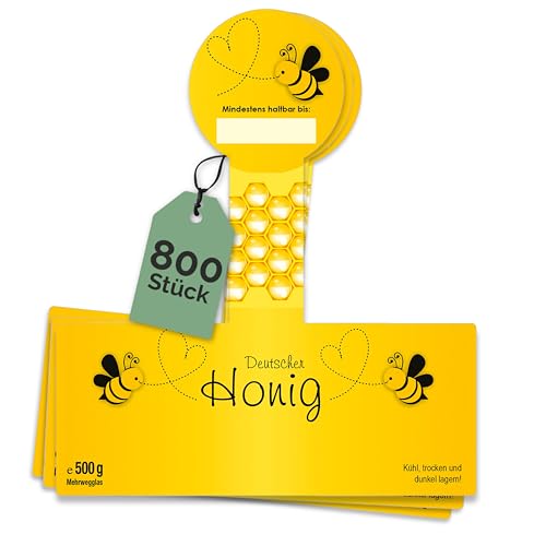 Apoidea – Honig Etiketten 500 g mit Gewährverschluss nassklebend – 800 Stück zum Stempeln/Etiketten Honiggläser/Honig Aufkleber für selbstgemachten Honig/Honigetiketten für Honiggläser Apoidea – Honig Etiketten 500 g mit Gewährverschluss nassklebend – 800 Stück zum Stempeln/Etiketten Honiggläser/Honig Aufkleber für selbstgemachten Honig/Honigetiketten für Honiggläser von Apoidea
