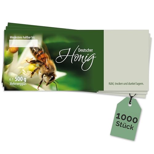 Apoidea – Honig Etiketten 500 g nassklebend – 1000 Stück zum Stempeln/Etiketten Honiggläser/Honig Aufkleber für selbstgemachten Honig/Honigetiketten für Honiggläser Apoidea – Honig Etiketten 500 g nassklebend – 1000 Stück zum Stempeln/Etiketten Honiggläser/Honig Aufkleber für selbstgemachten Honig/Honigetiketten für Honiggläser von Apoidea