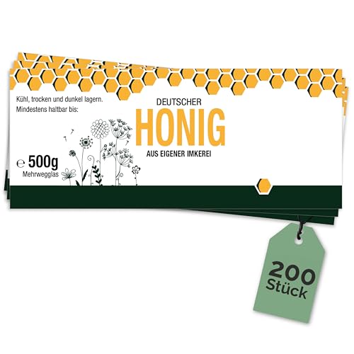 Apoidea – Honig Etiketten 500 g nassklebend – 200 Stück zum Stempeln/Etiketten Honiggläser/Honig Aufkleber für selbstgemachten Honig/Honigetiketten für Honiggläser Apoidea – Honig Etiketten 500 g nassklebend – 200 Stück zum Stempeln/Etiketten Honiggläser/Honig Aufkleber für selbstgemachten Honig/Honigetiketten für Honiggläser von Apoidea