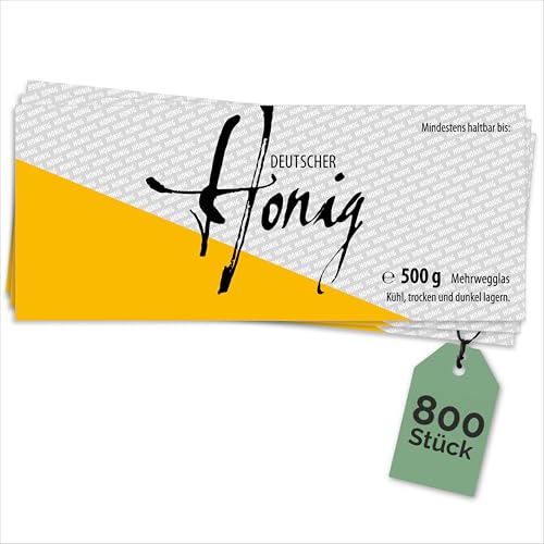 Apoidea – Honig Etiketten 500 g nassklebend – 800 Stück zum Stempeln/Etiketten Honiggläser/Honig Aufkleber für selbstgemachten Honig/Honigetiketten für Honiggläser von Apoidea