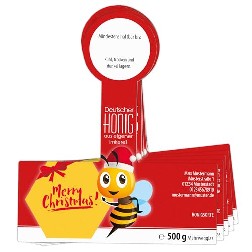 Apoidea – Honig Etiketten 500g mit Weihnachtsmotiv & Gewährverschluss selbstklebend & personalisierbar - 100 Stück/Etiketten Honiggläser/Honig Aufkleber für selbstgemachten Honig/Honigetiketten Apoidea – Honig Etiketten 500g mit Weihnachtsmotiv & Gewährverschluss selbstklebend & personalisierbar - 100 Stück/Etiketten Honiggläser/Honig Aufkleber für selbstgemachten Honig/Honigetiketten von Apoidea