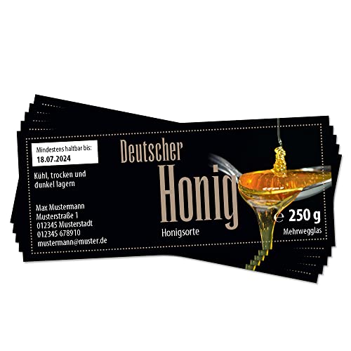 Apoidea – Honig Etiketten Rechteckig selbstklebend & personalisierbar - 100 Stück/Etiketten Honiggläser 250g / Honig Aufkleber für selbstgemachten Honig/Honigetiketten für Honiggläser Apoidea – Honig Etiketten Rechteckig selbstklebend & personalisierbar - 100 Stück/Etiketten Honiggläser 250g / Honig Aufkleber für selbstgemachten Honig/Honigetiketten für Honiggläser von Apoidea
