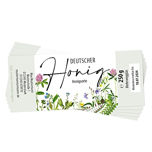 Apoidea – Honig Etiketten Rechteckig selbstklebend & personalisierbar - 100 Stück/Etiketten Honiggläser 250g / Honig Aufkleber für selbstgemachten Honig/Honigetiketten für Honiggläser Apoidea – Honig Etiketten Rechteckig selbstklebend & personalisierbar - 100 Stück/Etiketten Honiggläser 250g / Honig Aufkleber für selbstgemachten Honig/Honigetiketten für Honiggläser von Apoidea