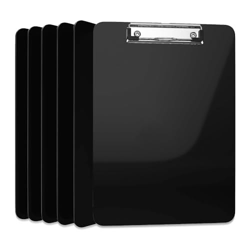 Aposous 6-Teiliges Klemmbrett Aus Metall mit Niedrigem Profil, Klemmbrett Aus Schwarzem Kunststoff, Letter-Format, Großklassen-Set von Aposous