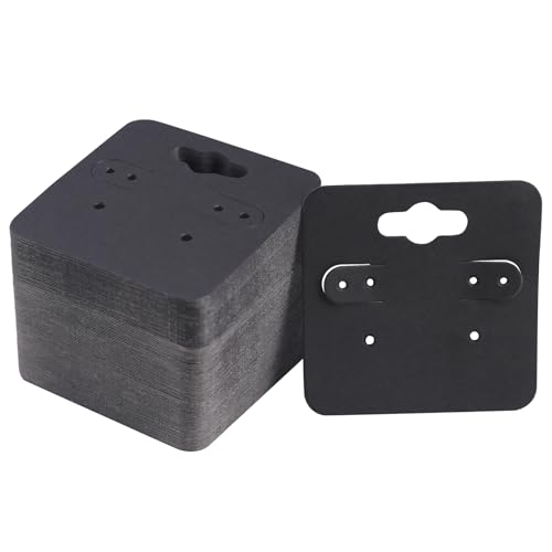 200 Stück Ohrring-Display-Karten, 5 x 5 cm, Schmuckanhänger-Karte, 6 Löcher, handgefertigtes Kraftpapier, Halsketten-Display-Karten für Schlüsselanhänger, Ohrringe, Haarbänder zum Aufhängen, Schwarz 200 Stück Ohrring-Display-Karten, 5 x 5 cm, Schmuckanhänger-Karte, 6 Löcher, handgefertigtes Kraftpapier, Halsketten-Display-Karten für Schlüsselanhänger, Ohrringe, Haarbänder zum Aufhängen, Schwarz von Apoukmty