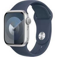 Apple Watch Series 9 41 mm Aluminium (GPS) Sportarmband M/L  silber, sturmblau von Apple