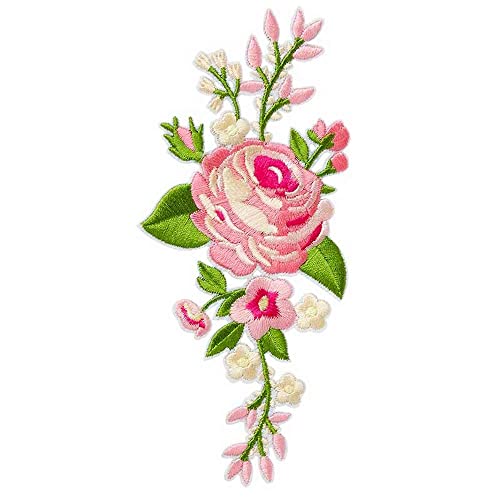 Applikation aufbügelbar Blütenranke rosa, ca6x15cm 16052 von Applikation