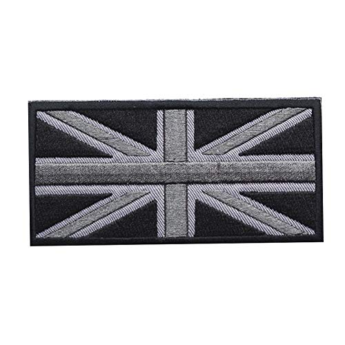 Applique England Flag UK Great Britain Aufnäher mit Union Jack, britische Nationalflagge, bestickt, zum Aufnähen schwarz grau von Applique England Flag UK Great Britain