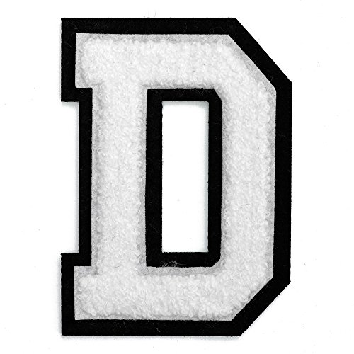 Chenille Stitch Varsity Buchstabe Bügelbild Patch von PC, 4–1/5,1 cm tr-11648 D weiß/schwarz von Applique