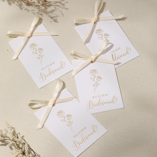 11-teiliges "Will You Be My Bridesmaid"-Antragskarten-Set: 8 Brautjungfern-Antragskarten, 2 Trauzeuginnen, 1 Karte mit Schleifenband, Blumenmuster, Metallic, Brautgeschenk für Hochzeit, Braut von Apprabbr